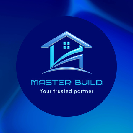 Продвижение ответственной строительной компании в синем Animated Logo – шаблон для дизайна