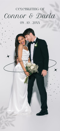 Os recém-casados felizes convidam ao casamento luxuoso Snapchat Geofilter Modelo de Design