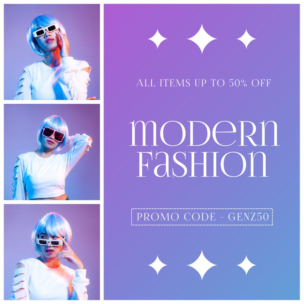 Designvorlage Modern Fashion Clothes Offer with Special Discount für Instagram AD