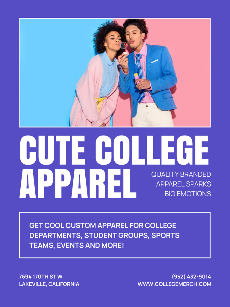 Cute College Apparel and Merchandise Offer Poster 36x48in Design Template