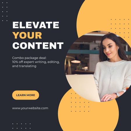 Efficient Writing And Editing Package Service With Discount Instagram Design Template