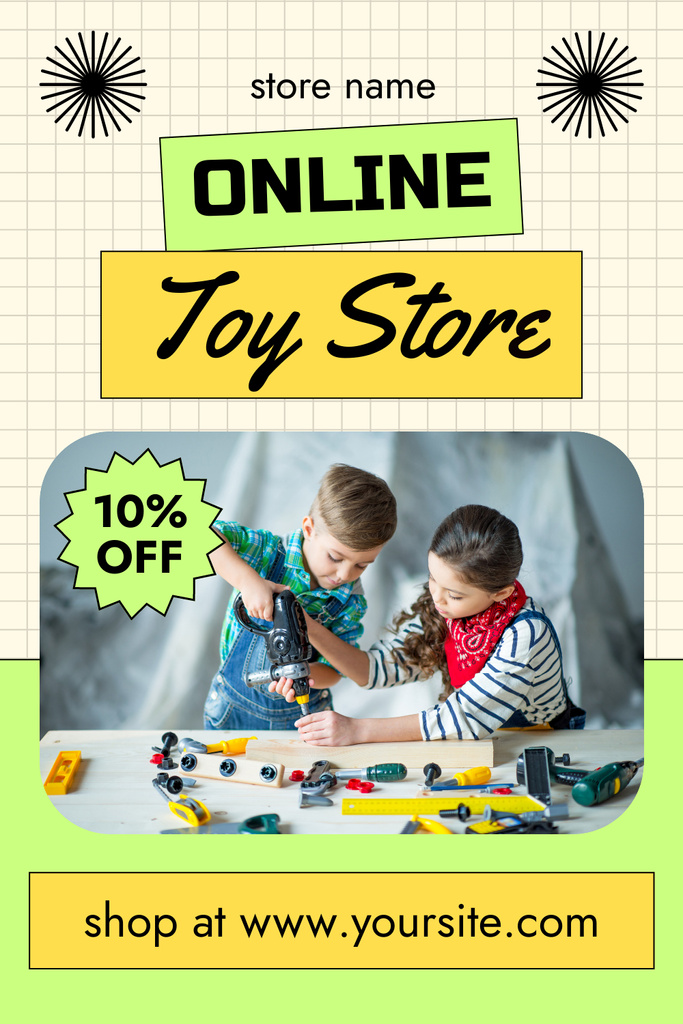Designvorlage Discount on Toys in Online Store für Pinterest