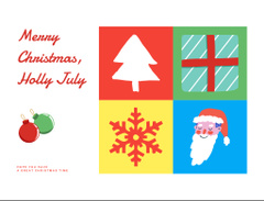 Merry Christmas In July Greeting With Cute Symbols