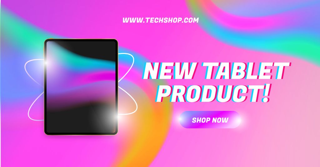 Announcement of Sale of New Tablets on Pink Facebook AD Modelo de Design