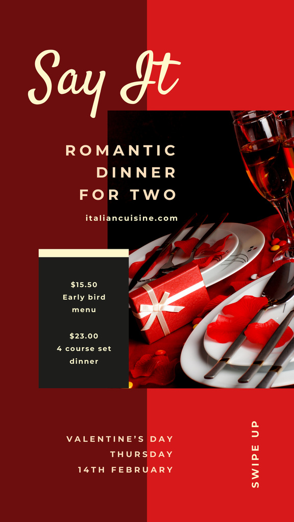Template di design Festive St. Valentine's Day Table Setting Instagram Story