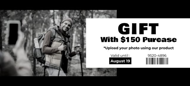 Template di design Special Offer with Hiker in Forest Coupon 3.75x8.25in