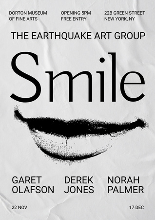Designvorlage Art Event Announcement with Female Smile Illustration für Poster