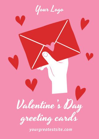 Offer of Greeting Cards on Valentine's Day Flayer Design Template