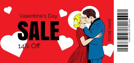 Valentine's Day Sale with Kissing Couple Coupon Din Large Design Template