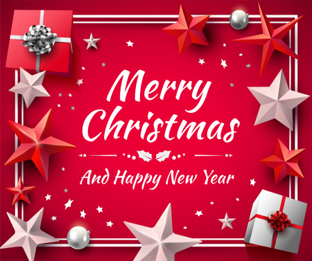 Greeting Card with Shiny Christmas decorations Facebook Modelo de Design