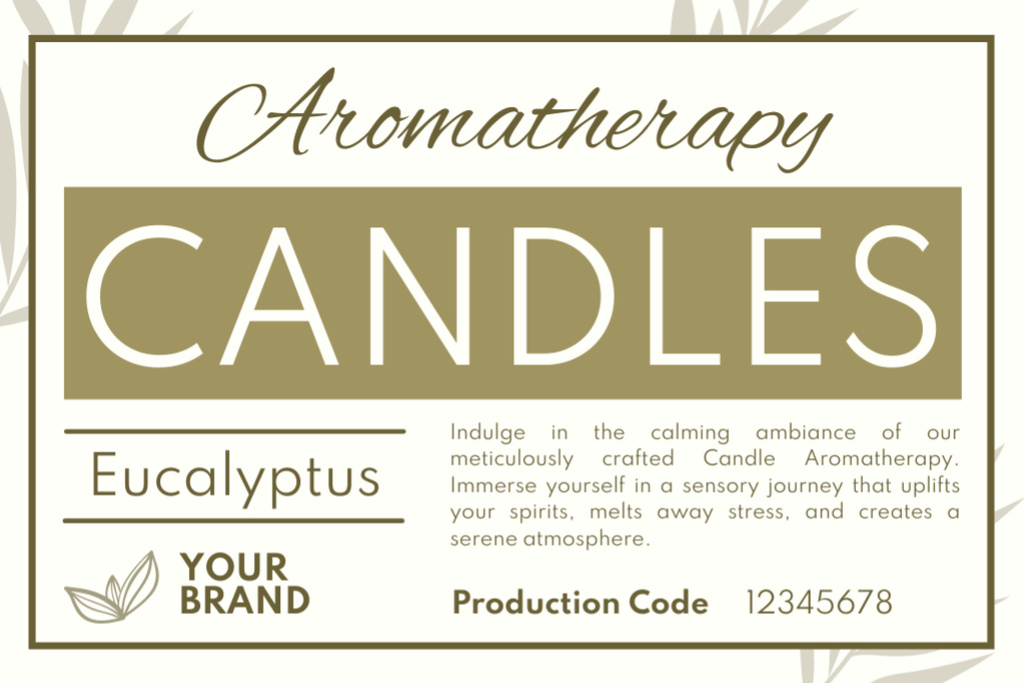 Ontwerpsjabloon van Label van Aromatherapy Eucalyptus Crafted Candles Offer