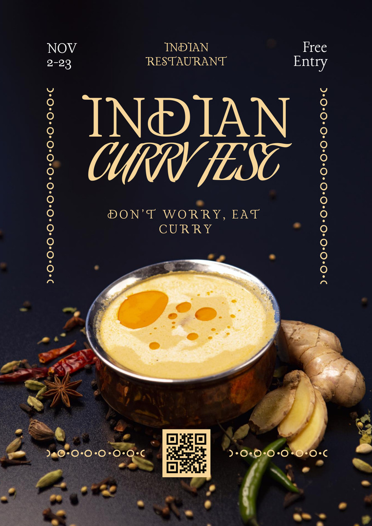 Indian Curry Fest Announcement Poster Design Template