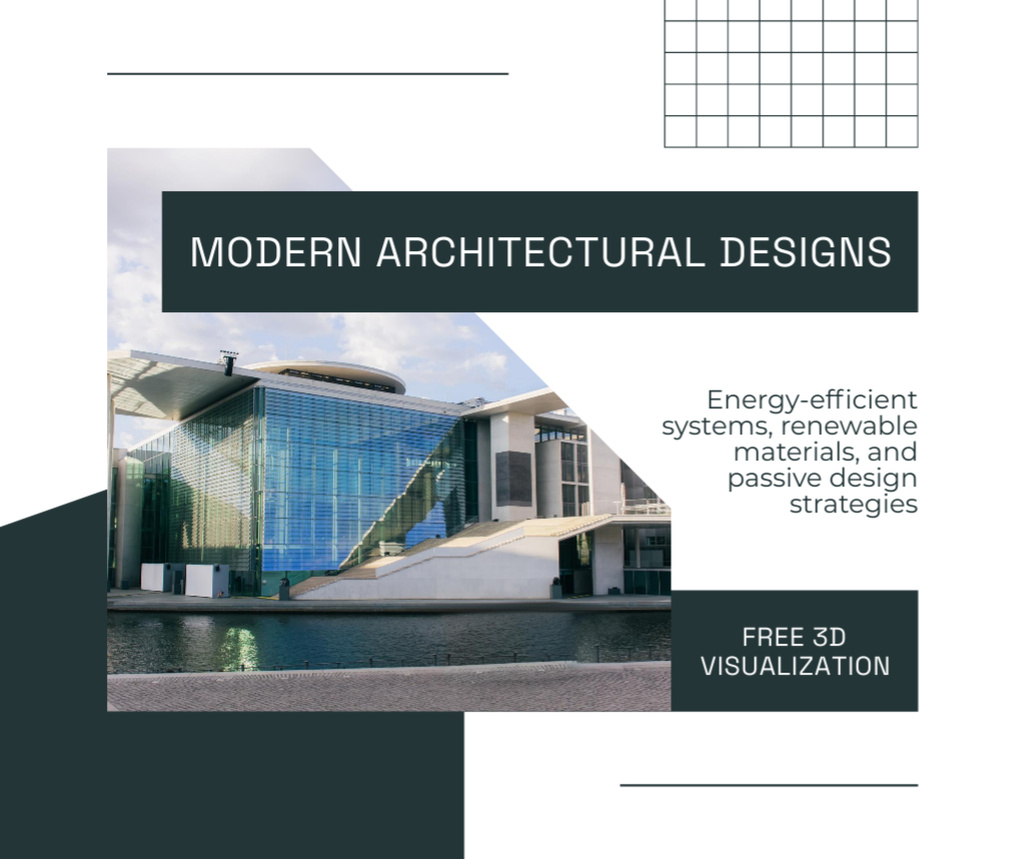 Ad of Modern Architectural Designs with Free Visualization Facebook Πρότυπο σχεδίασης
