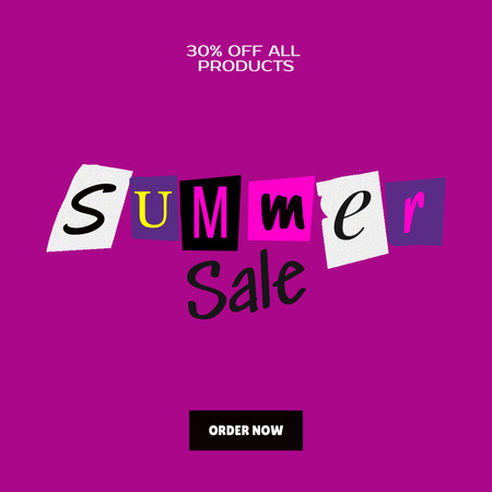 letní prodej produktů se slevou ve fialové Instagram Šablona návrhu