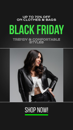 Black Friday Sale with Woman holding Elegant Purse Instagram Video Story Design Template