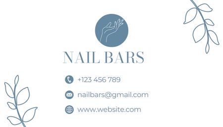 Nail Salon Services Offer with Female Hand Outline and Branches Business Card US Design Template
