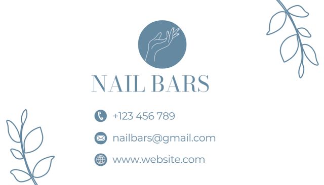 Nail Salon Services Offer with Female Hand Outline Business Card US Šablona návrhu