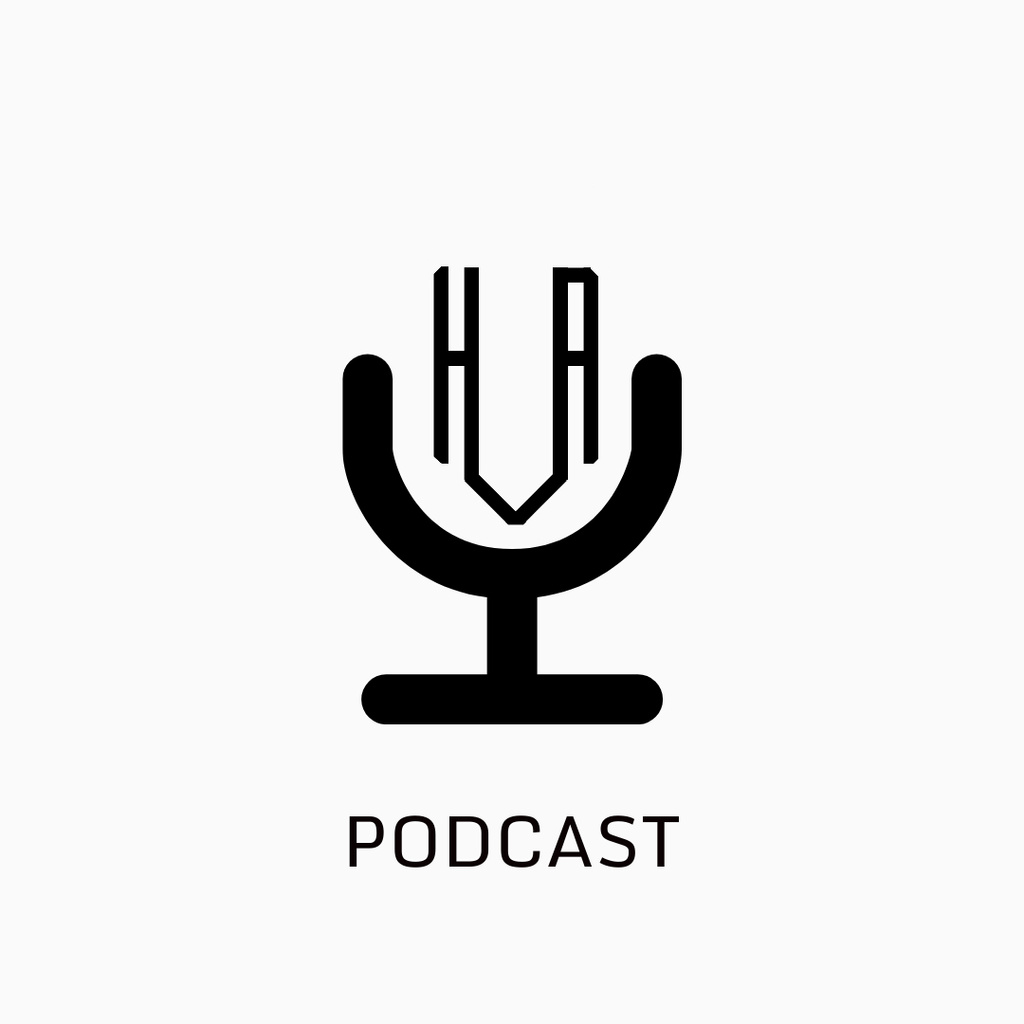 Designvorlage Emblem of Podcast with Black Microphone für Logo 1080x1080px