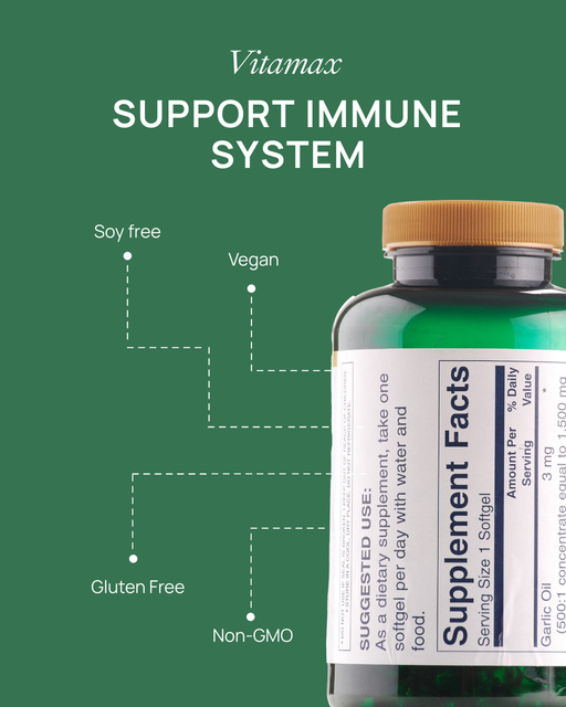 Ontwerpsjabloon van Poster 16x20in van Perfect Strengthening Immune Defense with Pills In Jar In Green