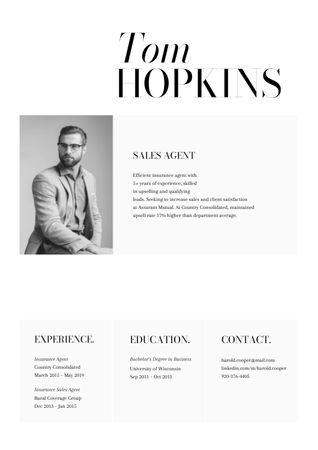 Template di design 
Employee Resume with Photo Man Resume