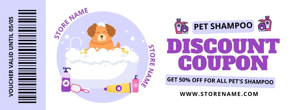 Designvorlage Pet Shampoo Discount Voucher für Coupon