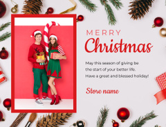 Gleeful Christmas Congrats With Couple In Elves Costumes