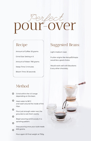 Pour-over Cooking Steps Recipe Card Modelo de Design