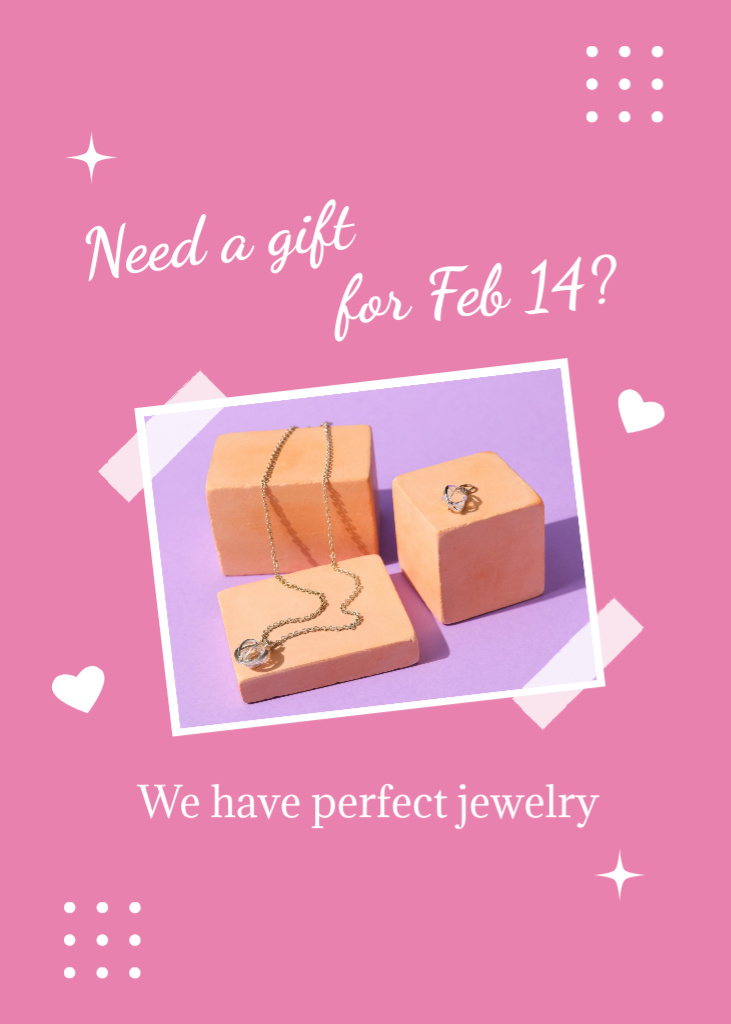Elegant Jewelry For Valentine's Day With Catchy Slogan Postcard 5x7in Vertical Design Template