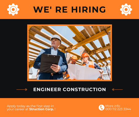 Designvorlage Construction Engineer Vacancy für Facebook