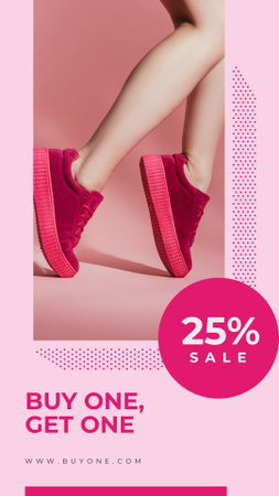 Female legs in pink sneakers Instagram Story Design Template