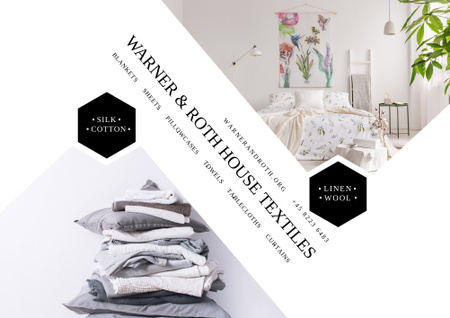 Home Textile Offer with Cozy bedroom Poster B2 Horizontal tervezősablon