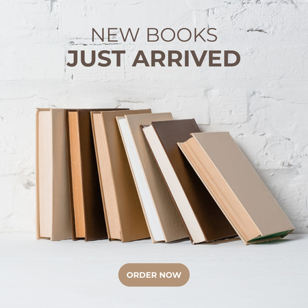 New Literature Arrival Anouncement  with Books Instagram Design Template