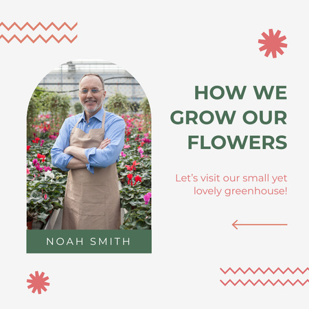 Průvodce pěstováním květin ve skleníku Animated Post Šablona návrhu
