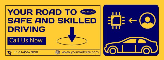 Template di design Safe And Skilled Driving Classes At School Offer Facebook cover