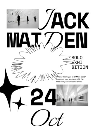Art Event Announcement with People on Exhibition Poster Design Template