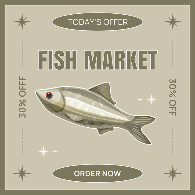 Ontwerpsjabloon van Instagram AD van Today's Offer on Fish Market