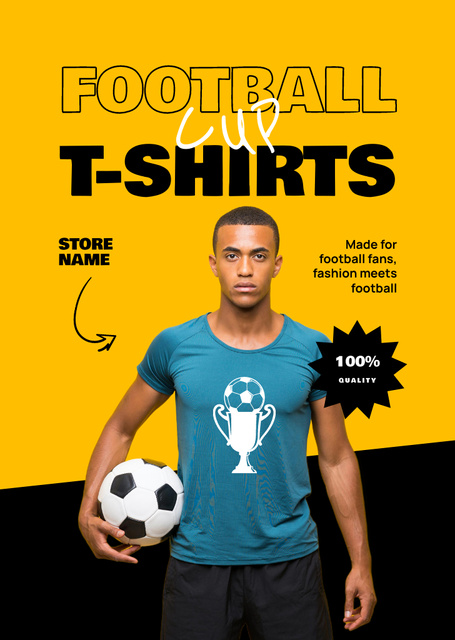 Football Team Blue Cloth Offer on Yellow Flyer A6 – шаблон для дизайна