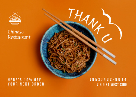 Chinese Restaurant Ad with Noodles Postcard 5x7in Design Template