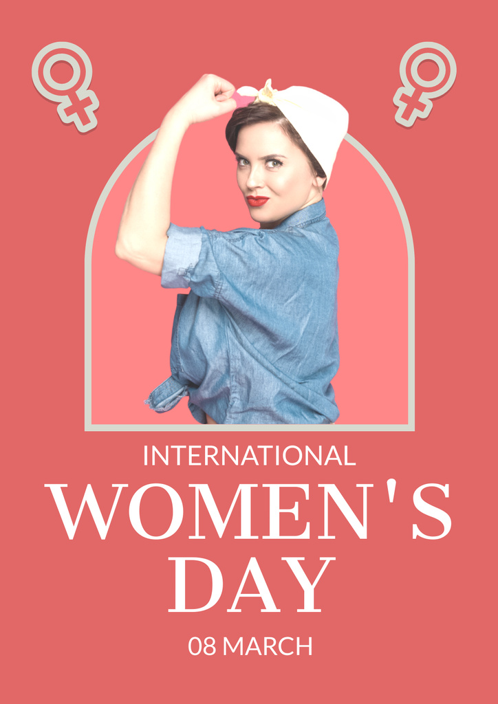 International Women's Day with Strong Woman Poster – шаблон для дизайна
