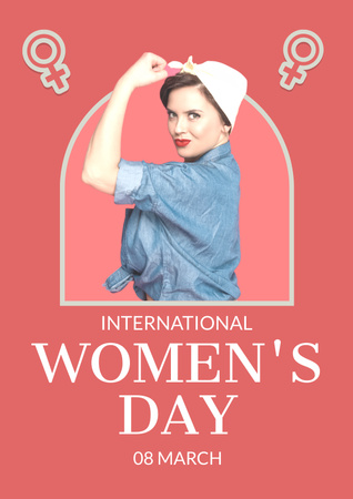 Güçlü Kadın ile Dünya Kadınlar Günü Poster Tasarım Şablonu