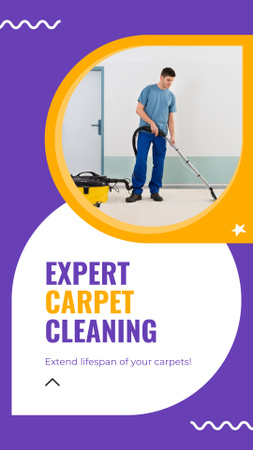 Expert Carpet Cleaning With Vacuum Cleaner Offer Instagram Video Story Design Template