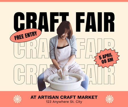 Craft Fair With Free Entry Announcement Facebook Tasarım Şablonu