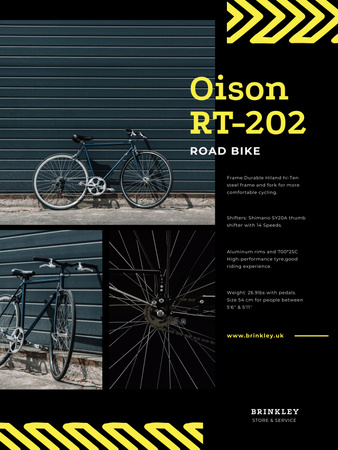 Bicycles Store Ad with Road Bike in Black Poster 36x48in Design Template
