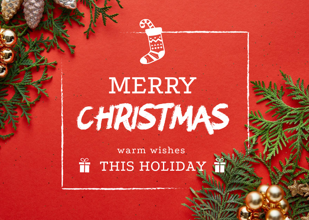 Plantilla de diseño de Merry Christmas Greeting Woman Wrapping Gift Card 