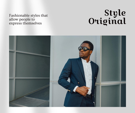 Fashion Ad with Stylish Man Facebook Design Template