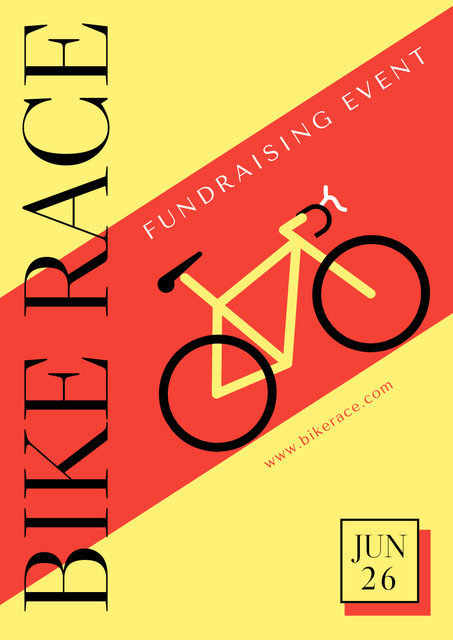 Charity Bike Ride Announcement with Yellow Bike Poster A3 Design Template