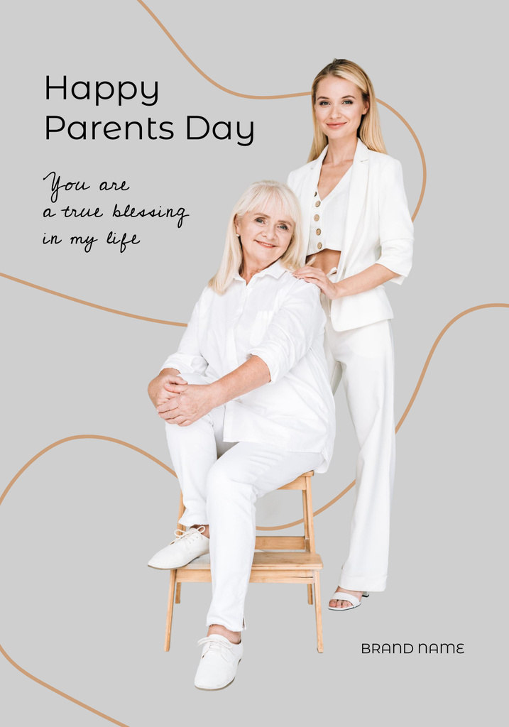 Daughter with her Elder Mom on Parents' Day Poster 28x40in – шаблон для дизайну