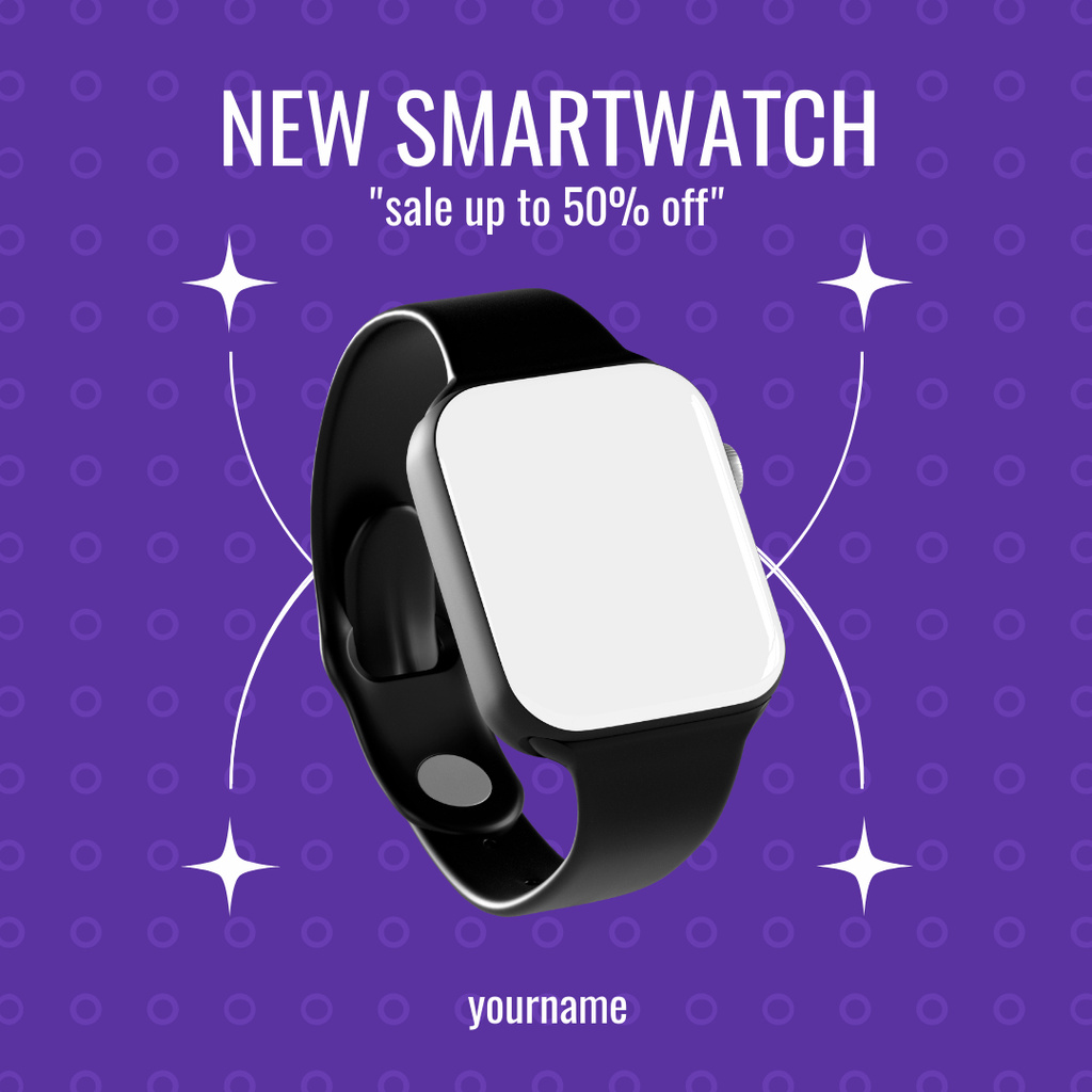 Offer Discounts on New Smart Watches Instagram AD Design Template