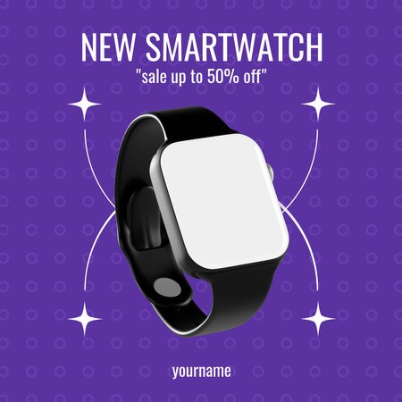Designvorlage Bieten Sie Rabatte auf neue Smartwatches an für Instagram AD