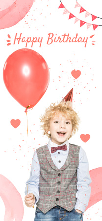 風船を持つかわいい男の子の誕生日 Snapchat Moment Filterデザインテンプレート